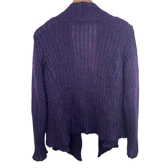 Eileen Fisher Purple Wool Open Cardigan Medium Chunky Sweater Mohair Cozycore - Picture 2 of 11